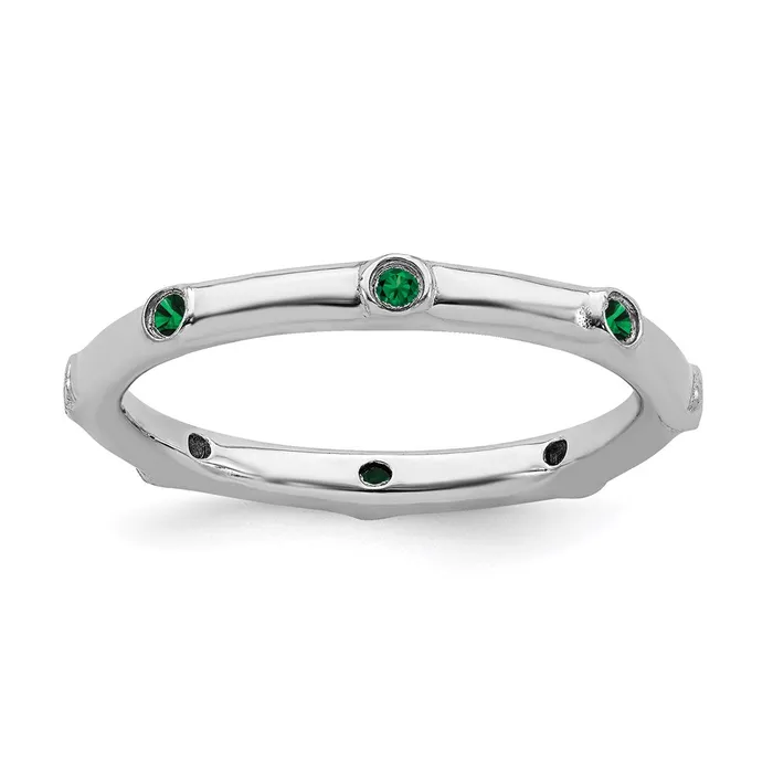 Stackable Expressions Sterling Silver Stackable Expressions Created Emerald Ring QSK378 Rings Stackable Expressions Sterling Silver Stackable Expressions Created Emerald Ring QSK378 Rings