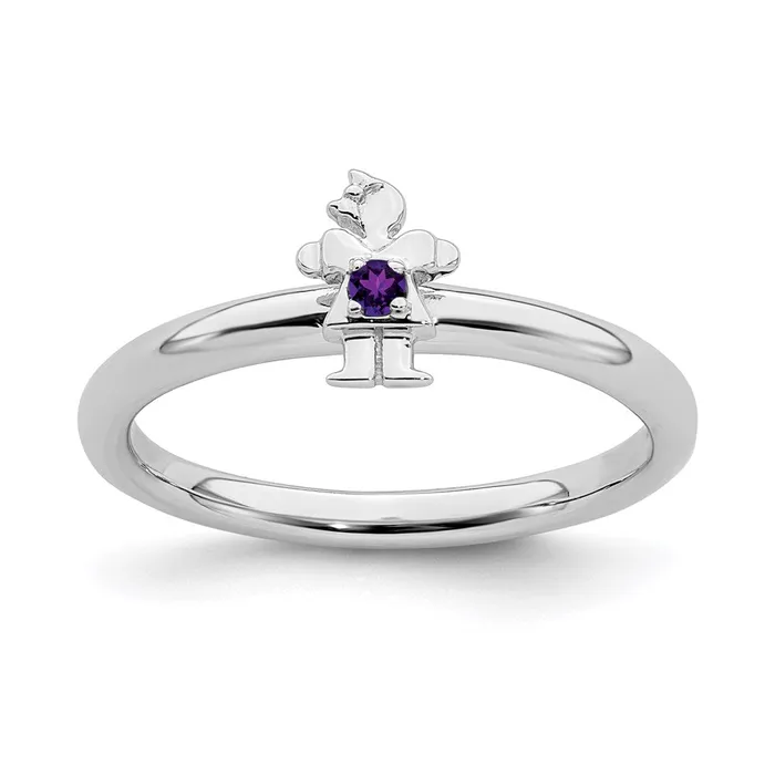 Stackable Expressions Sterling Silver Stackable Expressions Rhodium Amethyst Girl Ring QSK192 Rings Stackable Expressions Sterling Silver Stackable Expressions Rhodium Amethyst Girl Ring QSK192 Rings