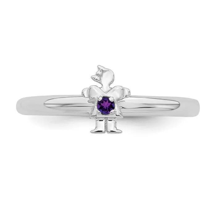 Stackable Expressions Sterling Silver Stackable Expressions Rhodium Amethyst Girl Ring QSK192 Rings Stackable Expressions Sterling Silver Stackable Expressions Rhodium Amethyst Girl Ring QSK192 Rings