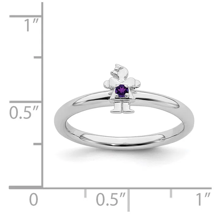 Stackable Expressions Sterling Silver Stackable Expressions Rhodium Amethyst Girl Ring QSK192 Rings Stackable Expressions Sterling Silver Stackable Expressions Rhodium Amethyst Girl Ring QSK192 Rings