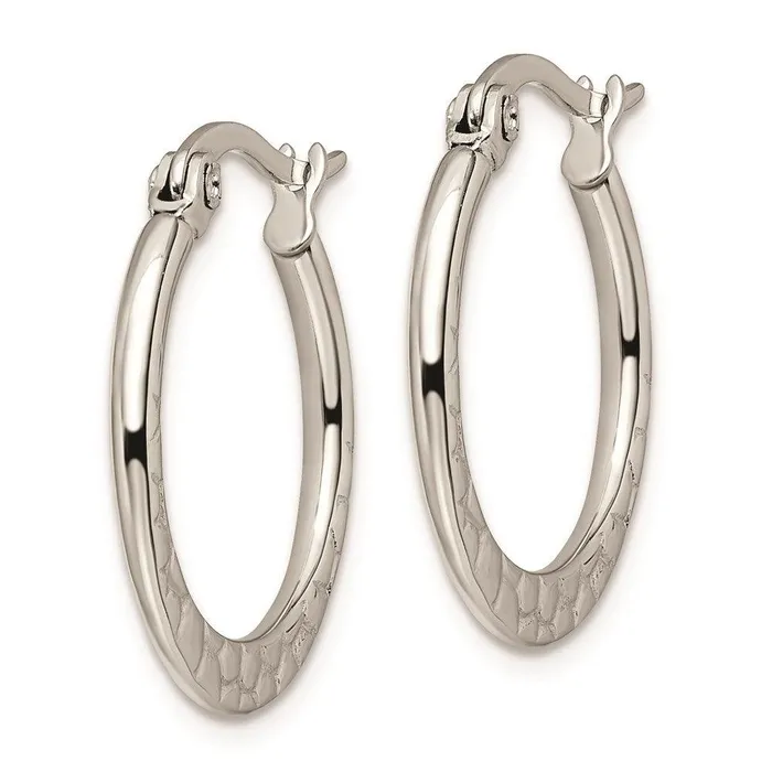 Stainless Steel 20mm Textured Hoop Earrings Chisel Earrings Stainless Steel 20mm Textured Hoop Earrings Chisel Earrings