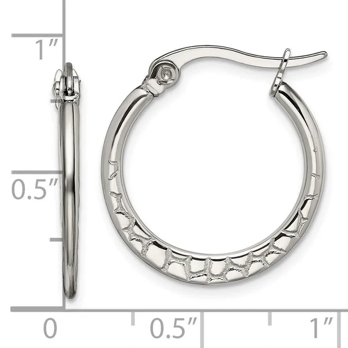 Stainless Steel 20mm Textured Hoop Earrings Chisel Earrings Stainless Steel 20mm Textured Hoop Earrings Chisel Earrings