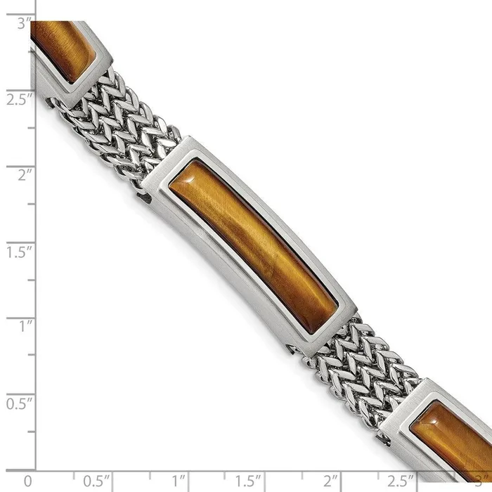 Stainless Steel Brushed and Polished wTigers Eye 825in Bracelet Chisel Bracelets Stainless Steel Brushed and Polished wTigers Eye 825in Bracelet Chisel Bracelets