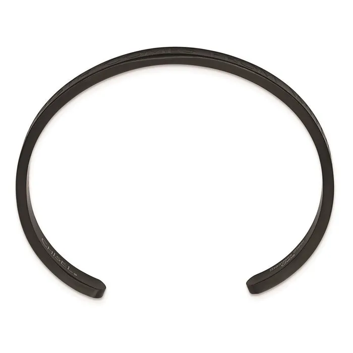 Stainless Steel Brushed Black IPplated STRENGTH COMES 6mm Cuff Bangle Chisel Bracelets Stainless Steel Brushed Black IPplated STRENGTH COMES 6mm Cuff Bangle Chisel Bracelets