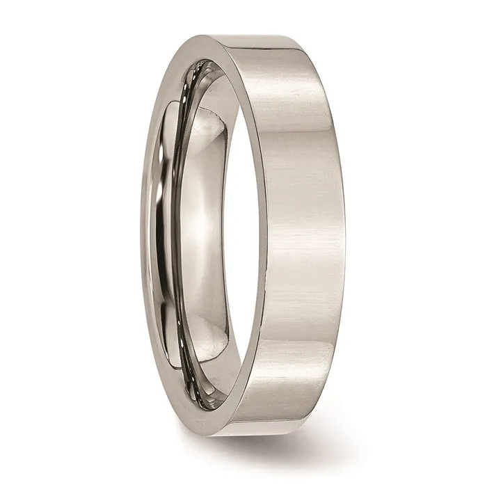 Stainless Steel Flat 5mm Polished Band SR7 Chisel Rings Stainless Steel Flat 5mm Polished Band SR7 Chisel Rings
