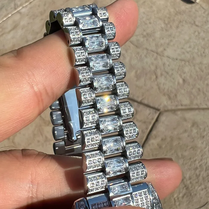 Stainless Steel Hip Hop Watch Silver Tone Iced Flooded Out Automatic AMERICAN TIME Earrings Stainless Steel Hip Hop Watch Silver Tone Iced Flooded Out Automatic AMERICAN TIME Earrings