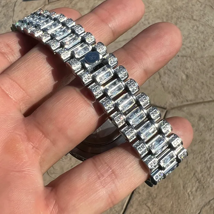 Stainless Steel Hip Hop Watch Silver Tone Iced Flooded Out Automatic AMERICAN TIME Earrings Stainless Steel Hip Hop Watch Silver Tone Iced Flooded Out Automatic AMERICAN TIME Earrings