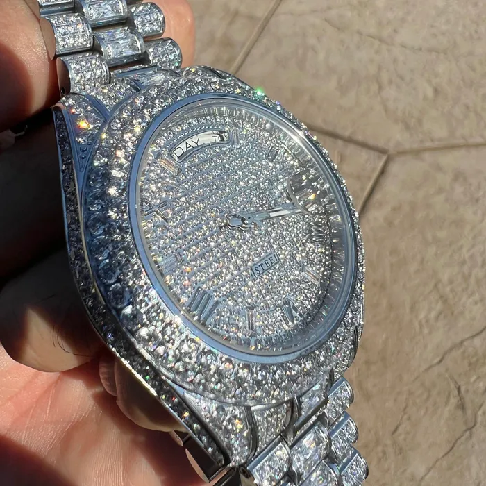 Stainless Steel Hip Hop Watch Silver Tone Iced Flooded Out Automatic AMERICAN TIME Earrings Stainless Steel Hip Hop Watch Silver Tone Iced Flooded Out Automatic AMERICAN TIME Earrings