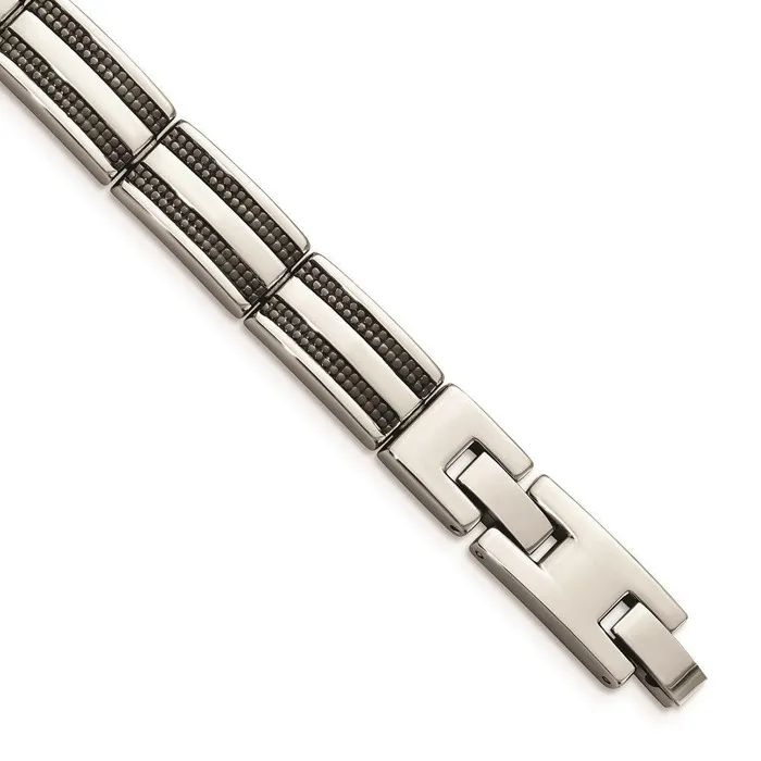 Stainless Steel IP Blackplated 825in Bracelet Chisel Bracelets