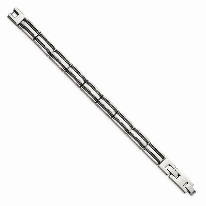 Stainless Steel IP Blackplated 825in Bracelet Chisel Bracelets Stainless Steel IP Blackplated 825in Bracelet Chisel Bracelets