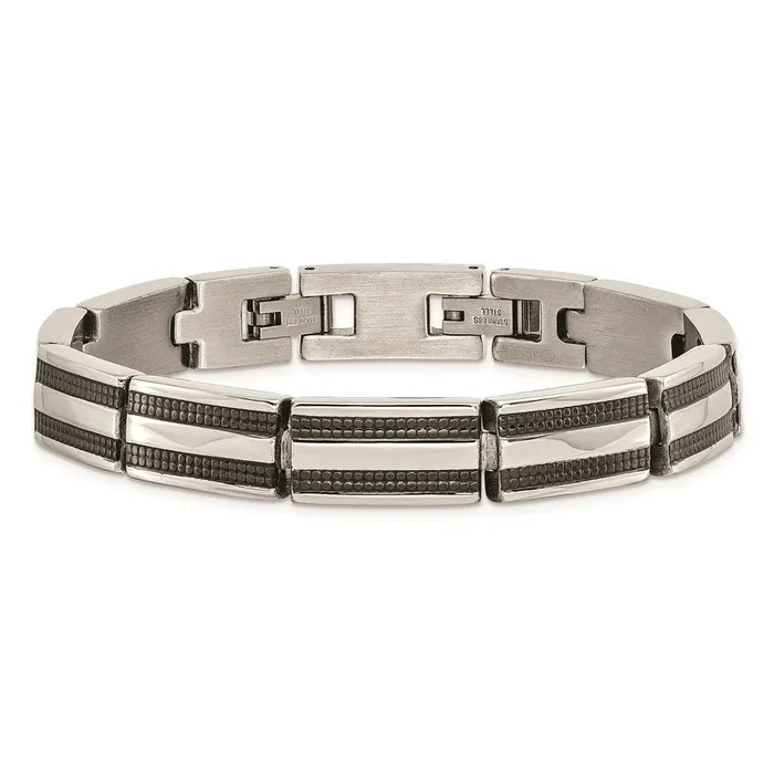 Stainless Steel IP Blackplated 825in Bracelet Chisel Bracelets Stainless Steel IP Blackplated 825in Bracelet Chisel Bracelets