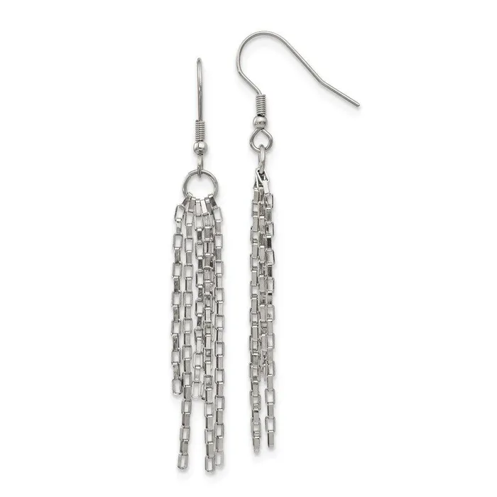 Stainless Steel Multistrand Box Chain Dangle Earrings Chisel Earrings