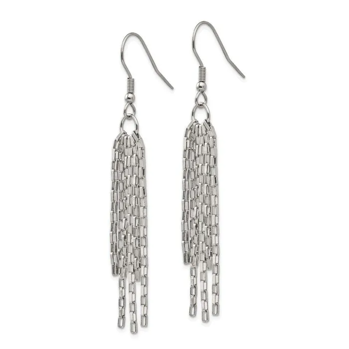 Stainless Steel Multistrand Box Chain Dangle Earrings Chisel Earrings Stainless Steel Multistrand Box Chain Dangle Earrings Chisel Earrings