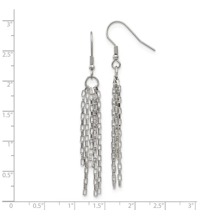 Stainless Steel Multistrand Box Chain Dangle Earrings Chisel Earrings Stainless Steel Multistrand Box Chain Dangle Earrings Chisel Earrings