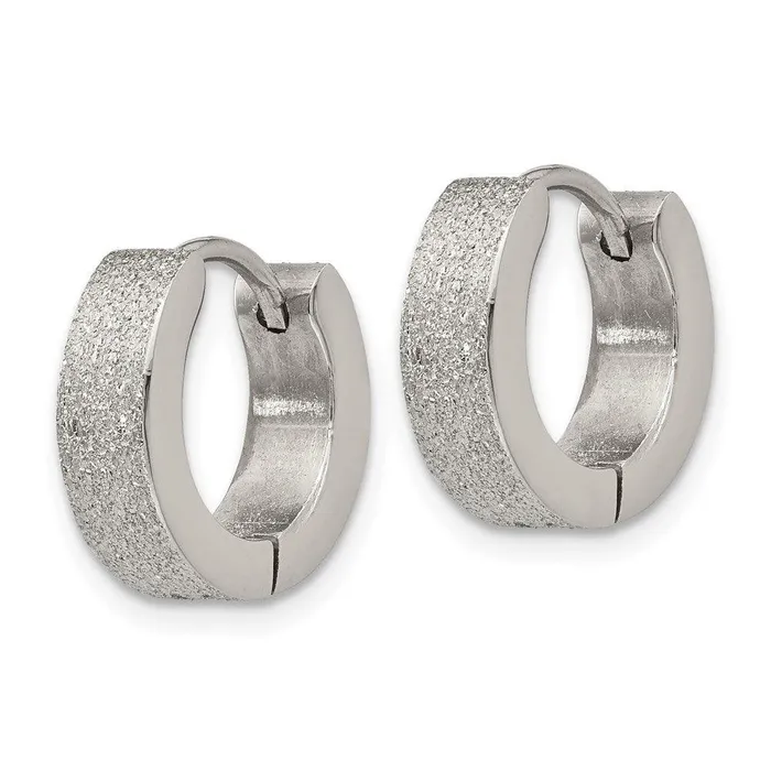 Stainless Steel Polished and Sand Blasted 40mm Hinged Hoop Earrings Chisel Earrings Stainless Steel Polished and Sand Blasted 40mm Hinged Hoop Earrings Chisel Earrings