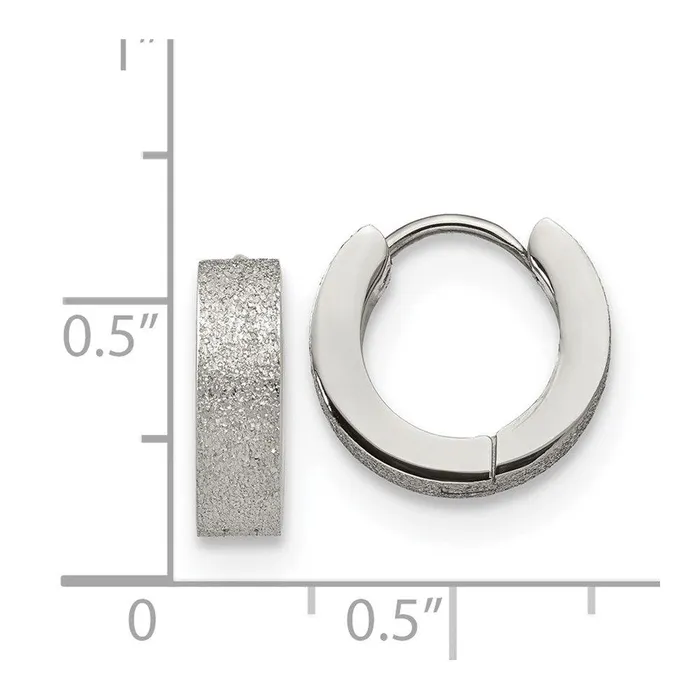 Stainless Steel Polished and Sand Blasted 40mm Hinged Hoop Earrings Chisel Earrings Stainless Steel Polished and Sand Blasted 40mm Hinged Hoop Earrings Chisel Earrings