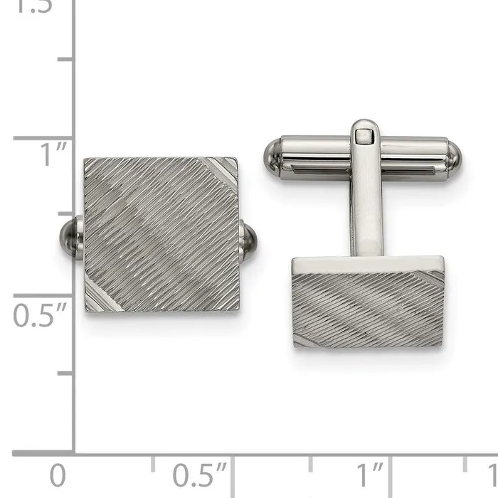 Stainless Steel Polished and Textured Square Cufflinks Chisel Bracelets Stainless Steel Polished and Textured Square Cufflinks Chisel Bracelets