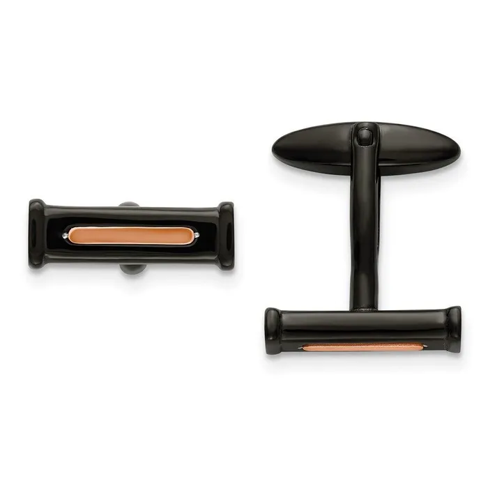 Stainless Steel Polished Black and Rose IPplated Cuff Links Chisel Bracelets Stainless Steel Polished Black and Rose IPplated Cuff Links Chisel Bracelets