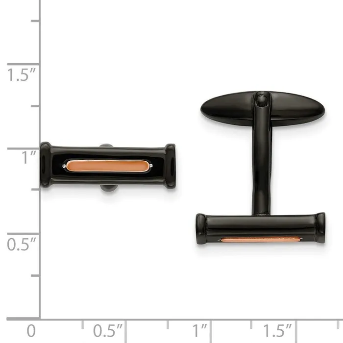 Stainless Steel Polished Black and Rose IPplated Cuff Links Chisel Bracelets Stainless Steel Polished Black and Rose IPplated Cuff Links Chisel Bracelets