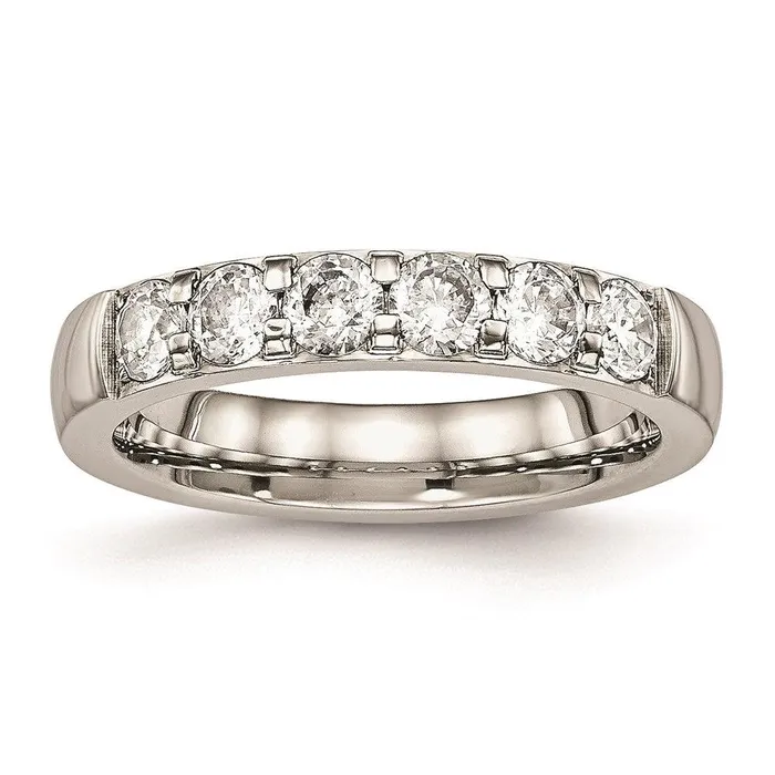 Stainless Steel Polished CZ 400mm Band Chisel Rings
