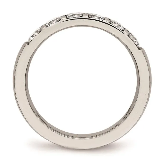 Stainless Steel Polished CZ 400mm Band Chisel Rings Stainless Steel Polished CZ 400mm Band Chisel Rings