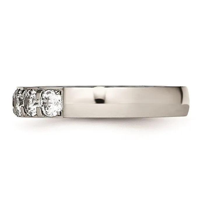 Stainless Steel Polished CZ 400mm Band Chisel Rings Stainless Steel Polished CZ 400mm Band Chisel Rings