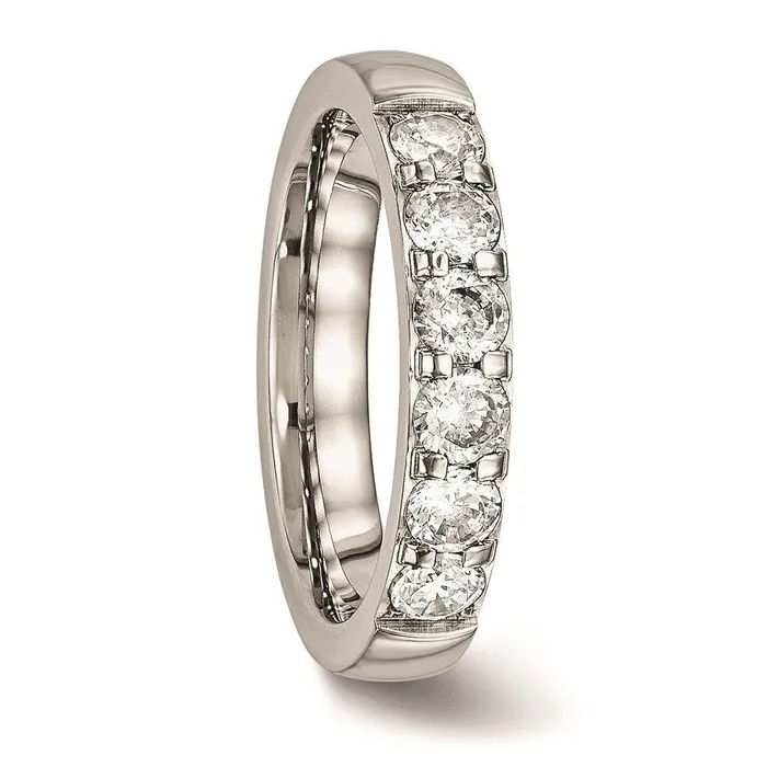Stainless Steel Polished CZ 400mm Band Chisel Rings Stainless Steel Polished CZ 400mm Band Chisel Rings