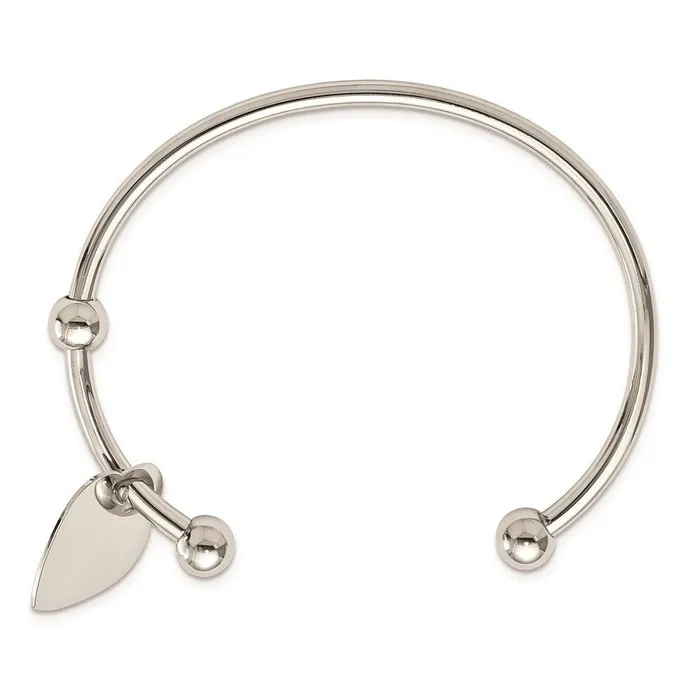 Stainless Steel Polished Heart Bangle Chisel Bracelets Stainless Steel Polished Heart Bangle Chisel Bracelets