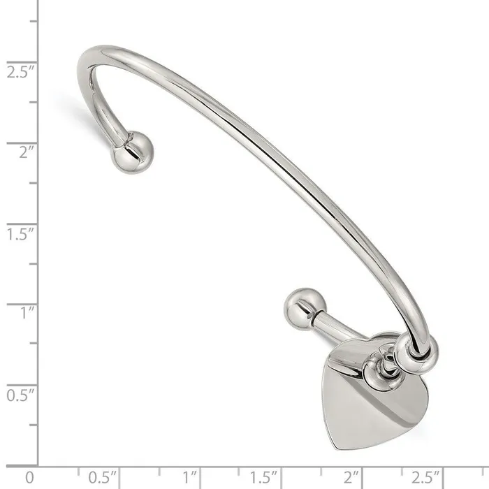 Stainless Steel Polished Heart Bangle Chisel Bracelets Stainless Steel Polished Heart Bangle Chisel Bracelets