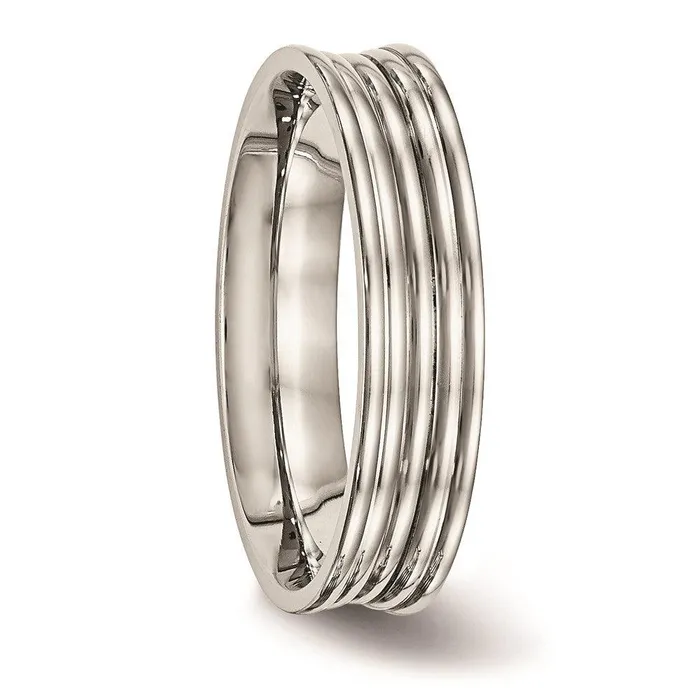 Stainless Steel Polished Ridged 500mm Band Chisel Rings Stainless Steel Polished Ridged 500mm Band Chisel Rings