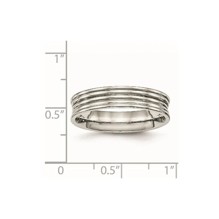 Stainless Steel Polished Ridged 500mm Band Chisel Rings Stainless Steel Polished Ridged 500mm Band Chisel Rings