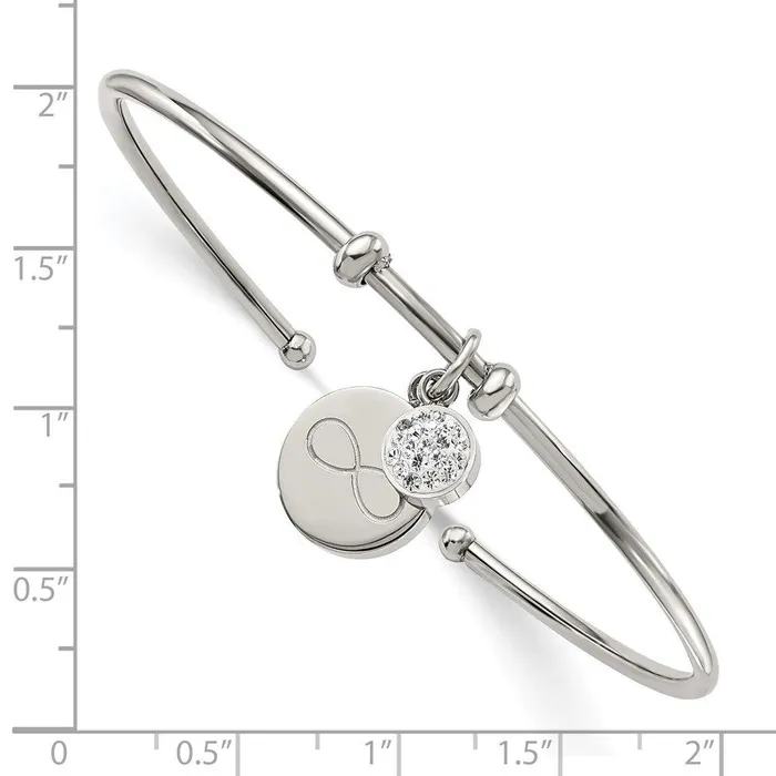 Stainless Steel Polished wPreciosa Crystal Infinity Dangles Flexible Bangl Chisel Bracelets Stainless Steel Polished wPreciosa Crystal Infinity Dangles Flexible Bangl Chisel Bracelets