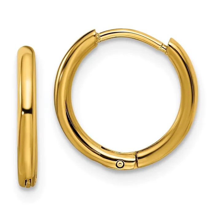 Stainless Steel Polished Yellow IPplated 16mm Hinged Hoop Earrings Chisel Earrings Stainless Steel Polished Yellow IPplated 16mm Hinged Hoop Earrings Chisel Earrings