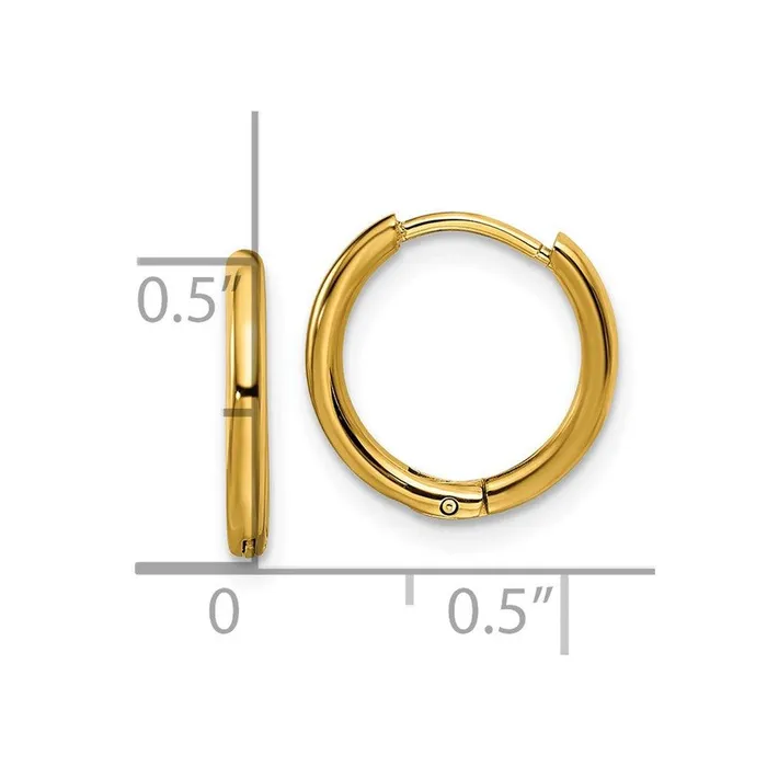 Stainless Steel Polished Yellow IPplated 16mm Hinged Hoop Earrings Chisel Earrings Stainless Steel Polished Yellow IPplated 16mm Hinged Hoop Earrings Chisel Earrings