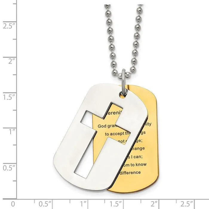 Stainless Steel Polished Yellow IPplated Serenity Prayer Necklace Chisel Necklaces Stainless Steel Polished Yellow IPplated Serenity Prayer Necklace Chisel Necklaces