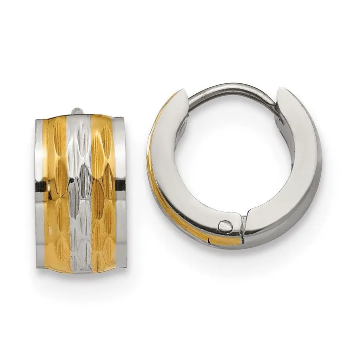 Stainless Steel Yellow IPPlated Hinged Hoop Earrings Chisel Earrings