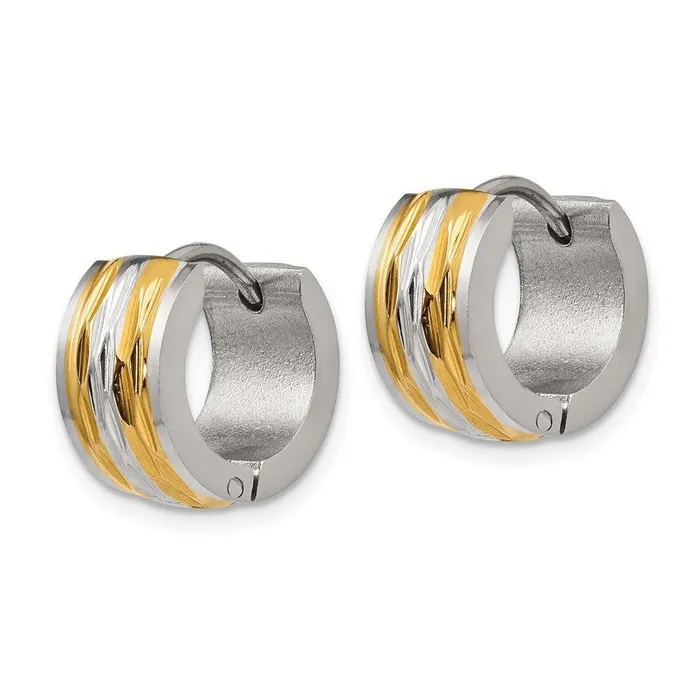 Stainless Steel Yellow IPPlated Hinged Hoop Earrings Chisel Earrings Stainless Steel Yellow IPPlated Hinged Hoop Earrings Chisel Earrings