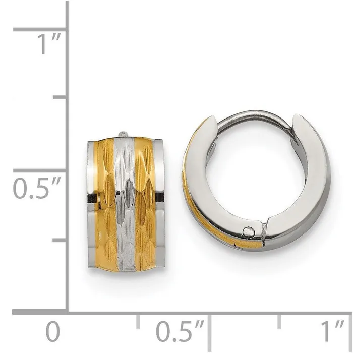 Stainless Steel Yellow IPPlated Hinged Hoop Earrings Chisel Earrings Stainless Steel Yellow IPPlated Hinged Hoop Earrings Chisel Earrings