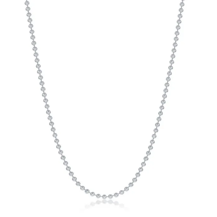 Sterling Silver 19mm Bead Chain 24 Classic Rings