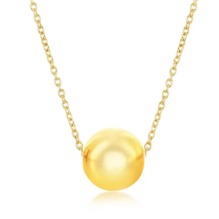 Sterling Silver Gold Plated 10mm Bead Necklace Classic Necklaces