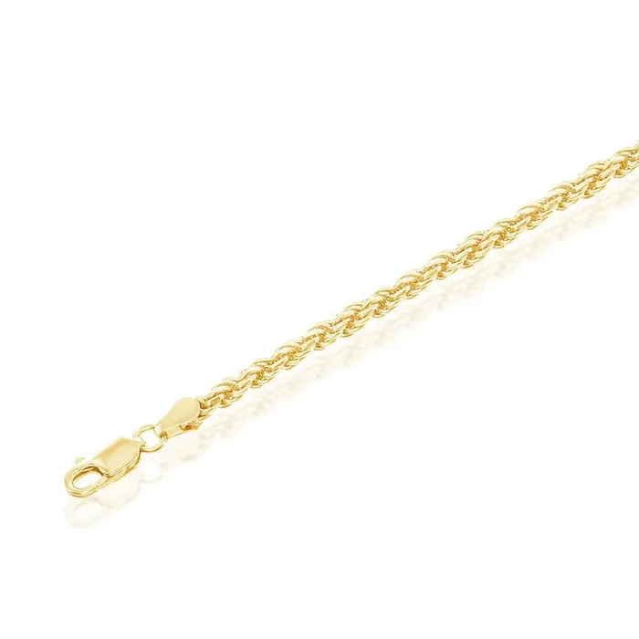Sterling Silver GP Solid DiamondCut 3mm Rope Chain 22 Classic Rings