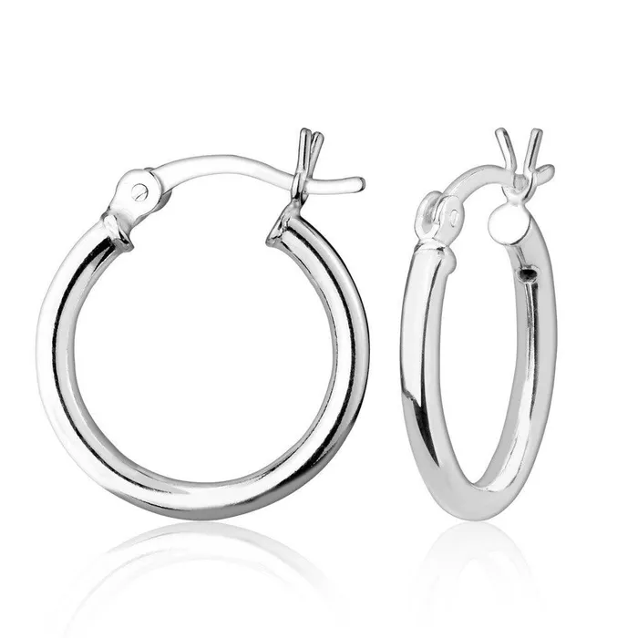 Sterling Silver HighPolished Hoop Earrings 2 x 16 mm Classic Earrings