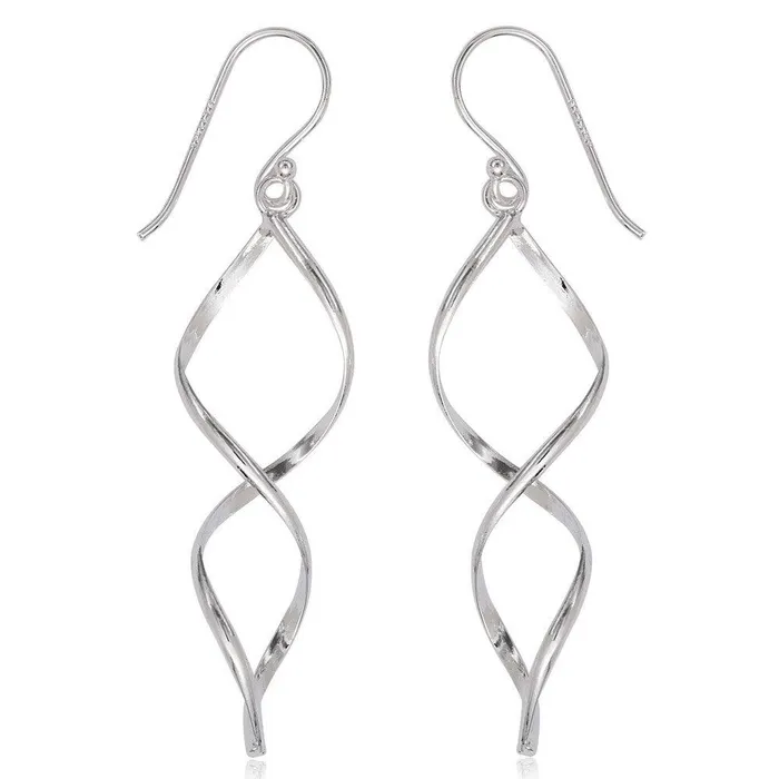 Sterling Silver Open 3 Dimensional Swirl Earrings Classic Earrings
