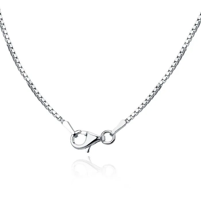 Sterling Silver Rhodium Plated 10mm Rhodium Box Chain 18 Classic Rings
