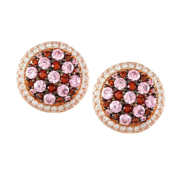 Sterling Silver Round Purple Micro Pave Earrings Classic Earrings
