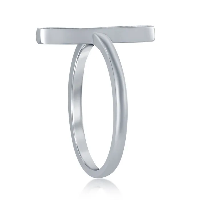 Sterling Silver Single Vertical CZ Bar Ring W1287 Classic Rings