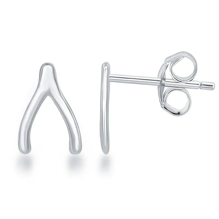 Sterling Silver Small Wishbone Earrings Classic Earrings