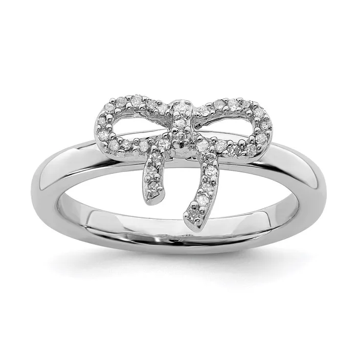 Sterling Silver Stackable Expressions Bow Diamond Ring QSK330 Stackable Expressions Rings Sterling Silver Stackable Expressions Bow Diamond Ring QSK330 Stackable Expressions Rings