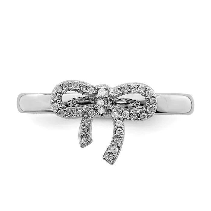 Sterling Silver Stackable Expressions Bow Diamond Ring QSK330 Stackable Expressions Rings Sterling Silver Stackable Expressions Bow Diamond Ring QSK330 Stackable Expressions Rings