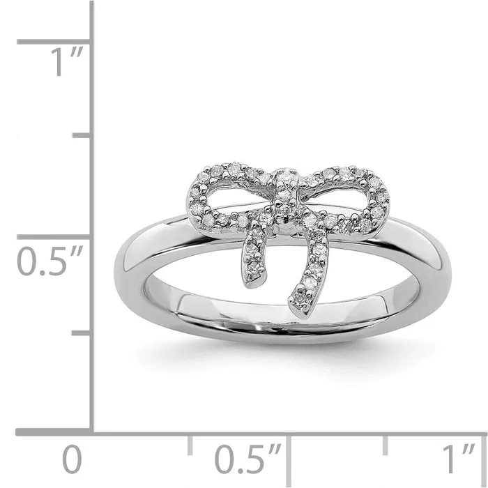 Sterling Silver Stackable Expressions Bow Diamond Ring QSK330 Stackable Expressions Rings Sterling Silver Stackable Expressions Bow Diamond Ring QSK330 Stackable Expressions Rings